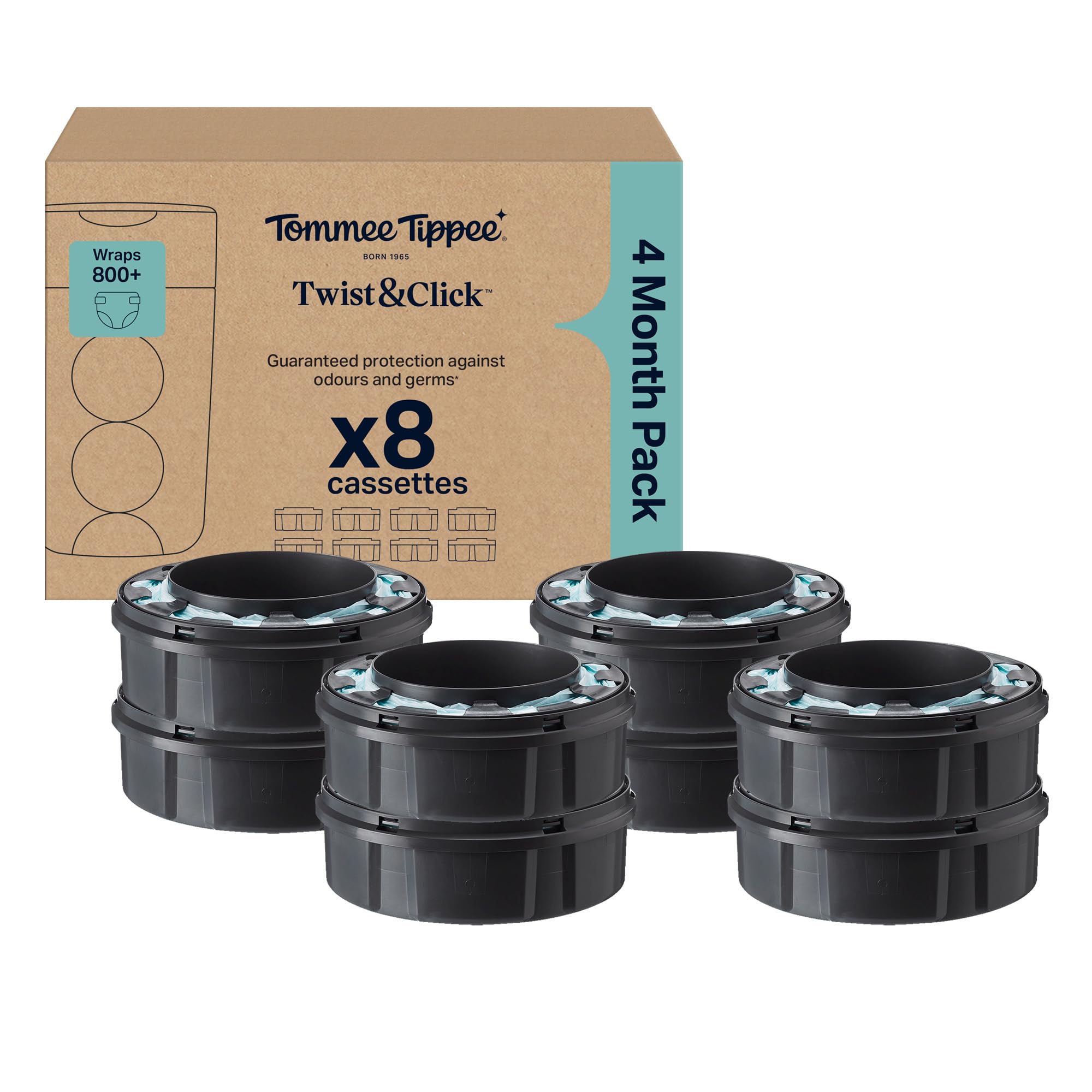 Tommee Tippee Twist & Click Nappy Bin Refill Cassettes Pack of 8